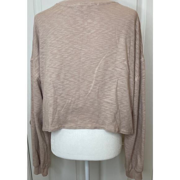 Free People Beach Medium Culver City Crop Knot tan lightweight sweater NWOT - Picture 3 of 6